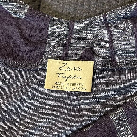 Zara Trafaluc Blue Modern Wavy Pattern Lightweight Midi Dress Size S - Picture 4 of 7